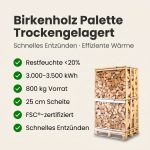 Palette kammergetrocknetes gespalten Birken Brennholz 25cm - Image 3